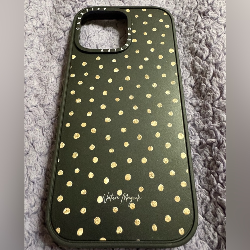 Casetify Black and Gold Dotted Phone Case MagSafe